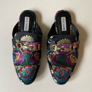 Steve Madden Embroidered Brocade Mules